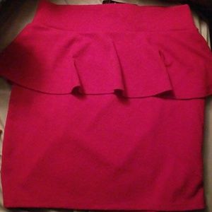 Texture Peplum Zip Back Skirt